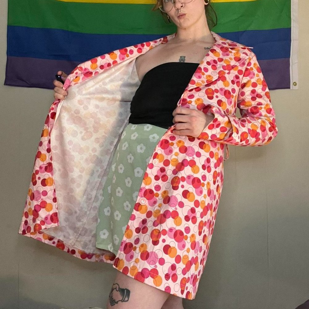 Vintage No Boundaries polka dot duster jacket. Size XL.